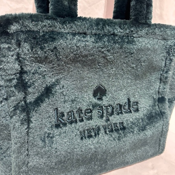 Kate Spade Ella Faux Shearling Large Tote Bag in Peacock Sapphire New With Tags - Picture 7 of 12